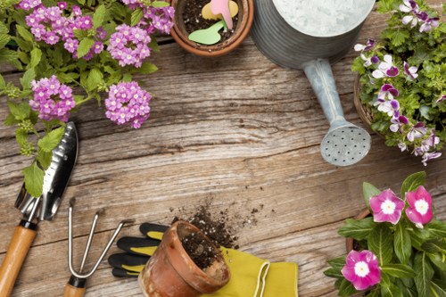 Timber fencing installation at a Coneyhall garden boundary